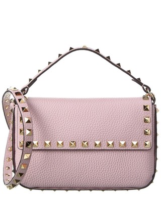 

Женская сумка через плечо из зернистой кожи Valentino Rockstud, розовая, NA