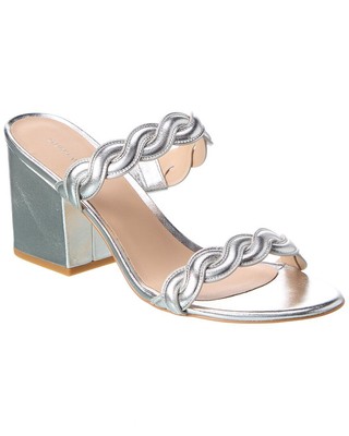 

Stuart Weitzman Twistie Block 75 Женские кожаные сандалии, Серебряный, NA