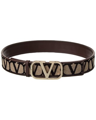 

Женский двусторонний ремень из ткани и кожи Valentino Vlogo 40 Toile Iconographe, Коричневый