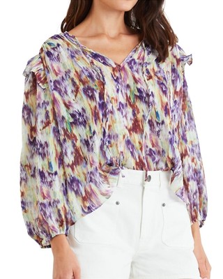 

Tanya Taylor Delaney Топ для женщин в стиле X, Pipampainterly ikat pansy mul