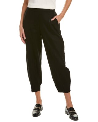 

Женские фланелевые шерстяные брюки Eileen Fisher, черные, Черный, NA