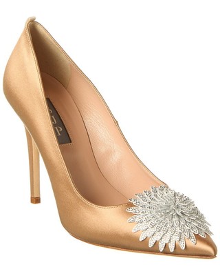 Pre-owned Sjp By Sarah Jessica Parker Safa 100 Satin Pump Women's In Brown