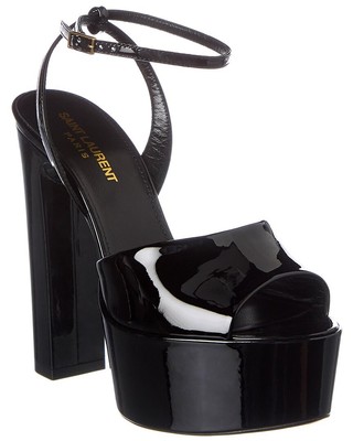 Женские лакированные сандалии на платформе Saint Laurent Sexy 95, черные 39,5