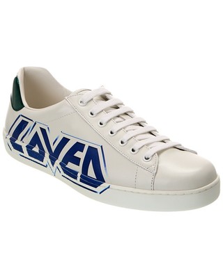 Pre-owned Gucci Ace Loved Leather Sneaker Men's White 7.5