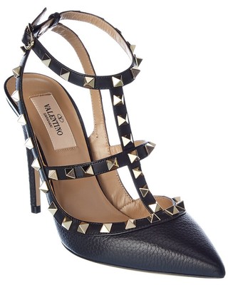 Valentino Rockstud Caged 100 Grainy Leather Pump Womens Black 37