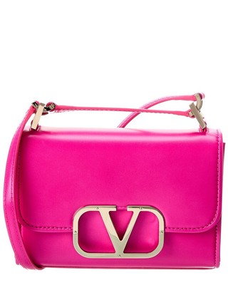 

Маленькая кожаная женская сумка через плечо Valentino Vlogo, розовая, NA