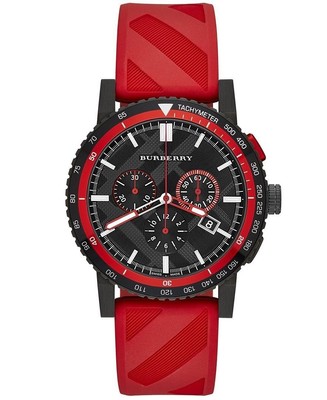 burberry bu9805 the city red silicone black dial 42mm