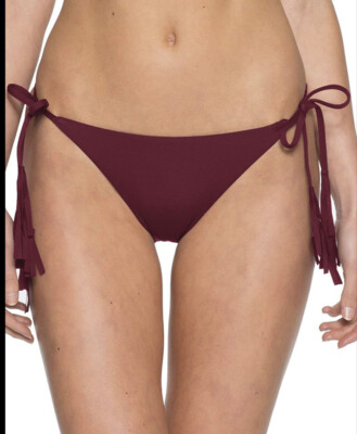 NEW Becca By Rebecca Virtue Dakota Side Tie Bikini Bottom NWOT Sz L Fringe Boho