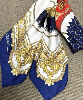 Celine Vintage Logo Vegas Tassel Large Silk Scarf 84cm*84cm