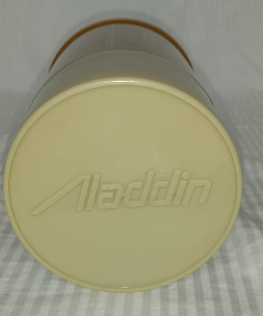 Vintage ALADDIN'S Best Buy Thermos Bottle Wide Mouth Pint Tan Brown Red Plaid