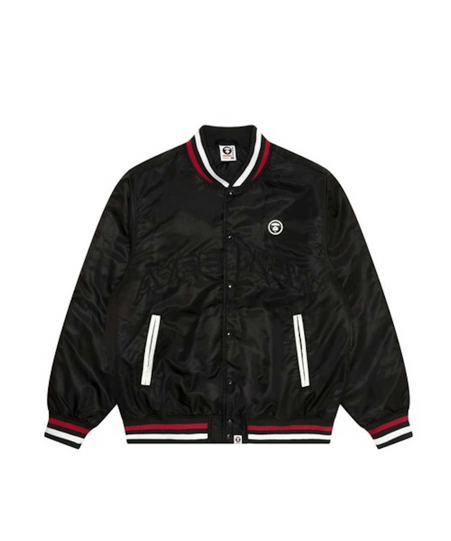 Pre-owned Aape By A Bathing Ape Men's Baseball Jacket 2024 Model Aape Now Aapjkm7656xxn Jp In Black