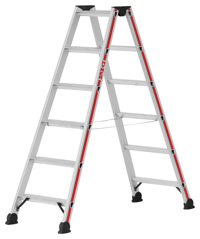 Hymer 4124 Stufenstehleiter Beidseitig Begehbar 2x3 - 2x8 Stufen