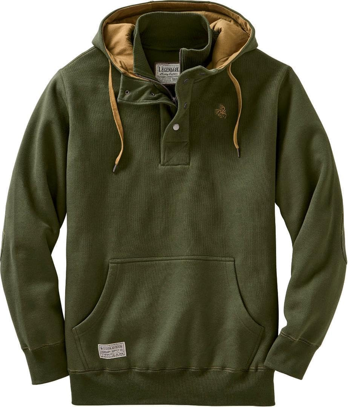 Legendary Whitetails Men's Hoodie Quarter Zip Quilted Sweatshirt Double Layered 