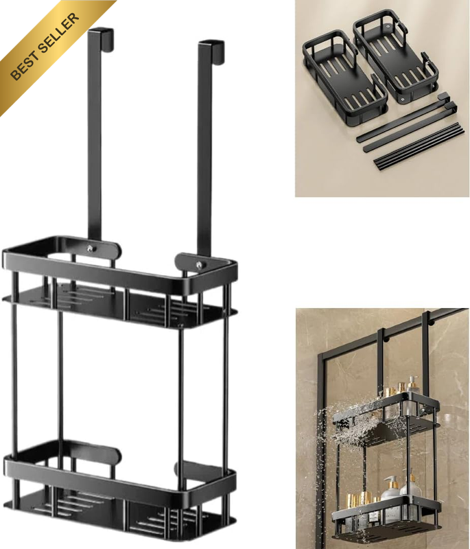 2 Tier Hanging Shower Caddy Shower Rack over the Doors for Bathroom Shower Organ