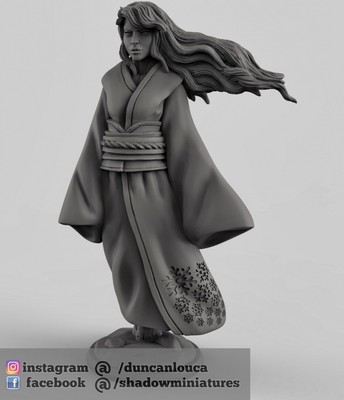 Figurine impréssion 3d 9th age, D&D, jeux de rôle, Yuki onna