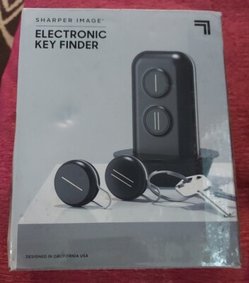 Sharper Image - Portable Electronic Key Finder - 45 Foot Range - Black Two Fobs