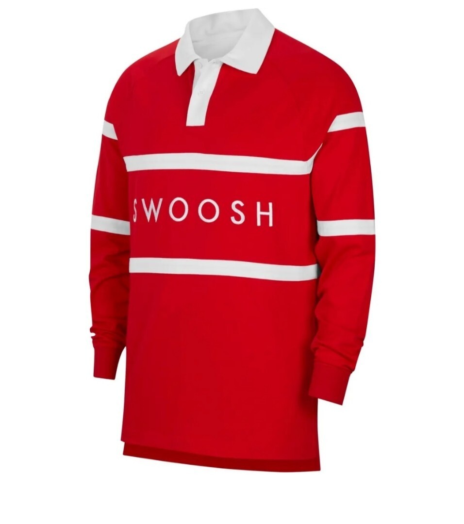 Nike Swoosh Long Sleeve Rugby Polo Shirt Mens Size Medium