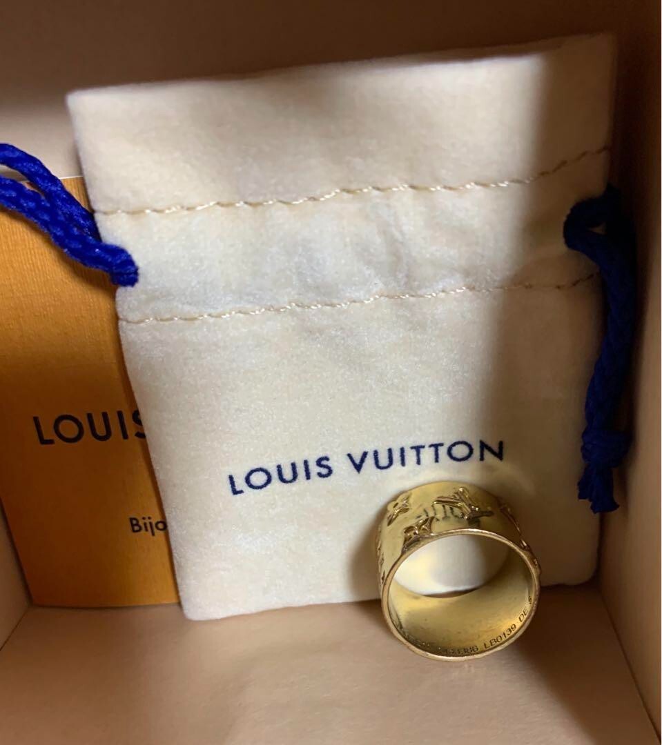 Louis Vuitton Berg Tube Nanogram Ring With Box Gold Size S