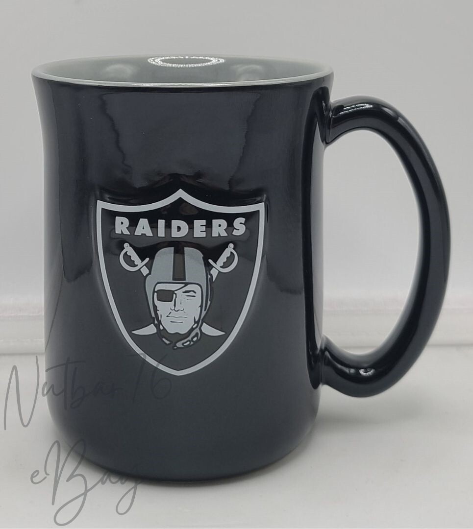 Las Vegas Raiders NFL Large Sculpted Cafe Mug Raised Logo Inner Color, 15oz