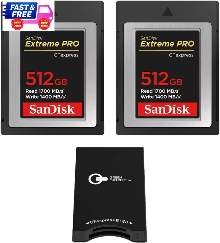 Extreme Pro 512GB CFexpress Type B 2-Pack w/ Dual-Slot Card Reader Bundle