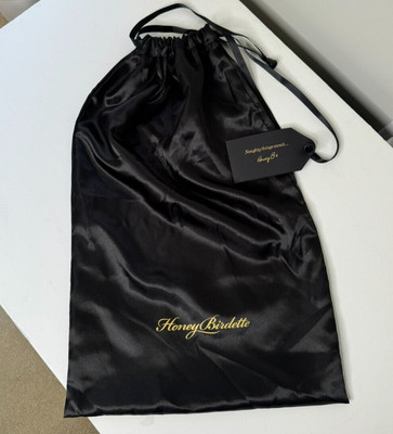 HONEY BIRDETTE Naughty things await BLACK SATIN DRAWSTRING LINGERIE BAG 20'' NEW