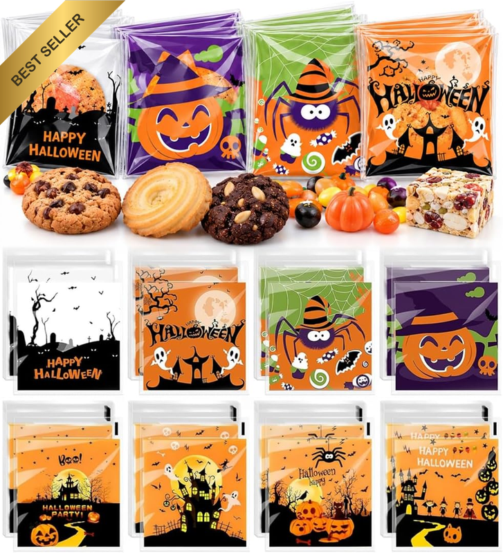 Halloween Treat Bags,200Pcs Self Sealing Pouches, for Trick or Treat