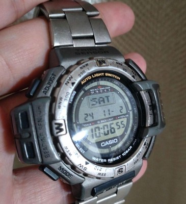 Casio Protrek PRT-411 Men's Watch Digital Titanium Used Tested