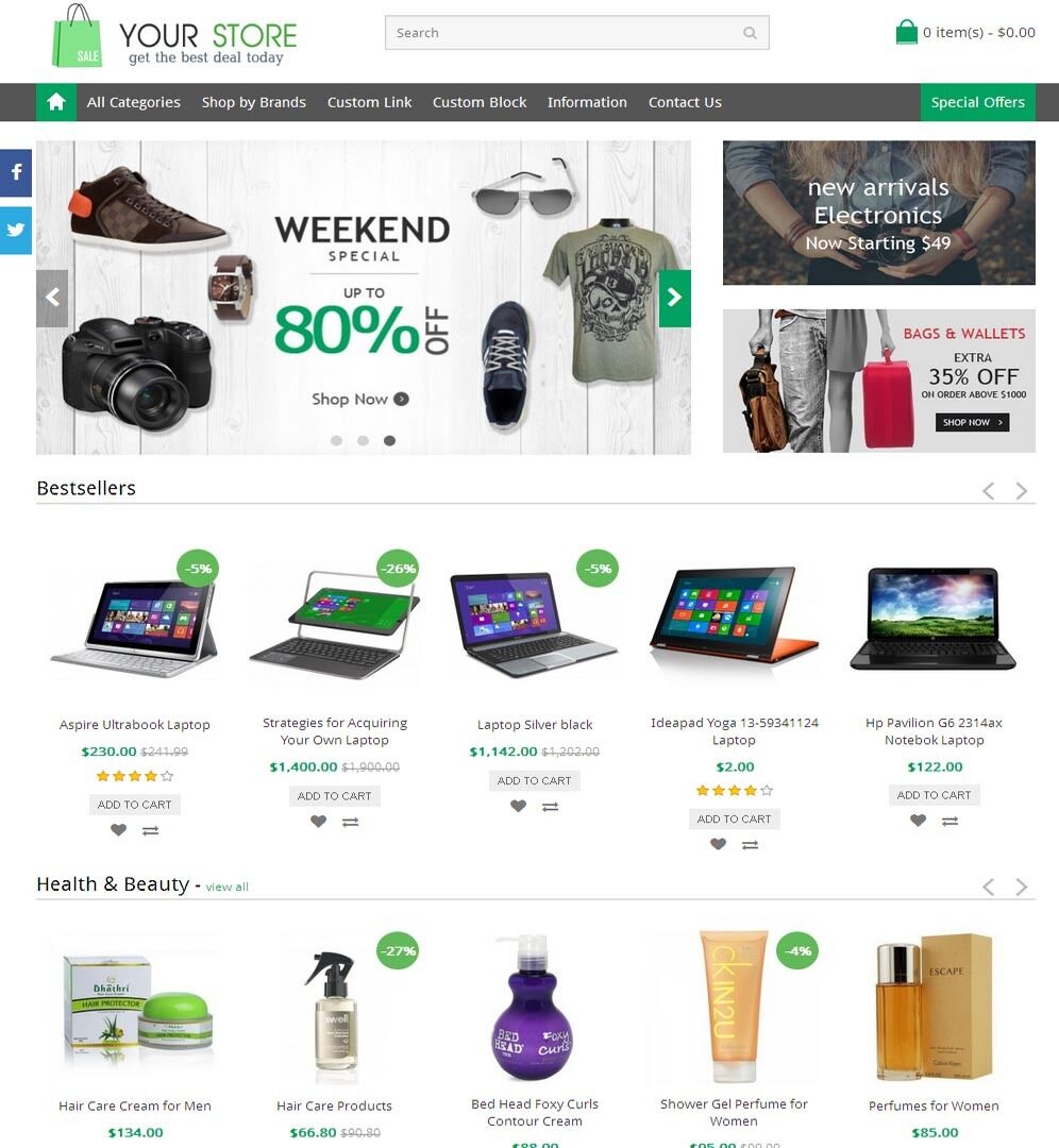 Online Shop/Store Website, Multi Sellers Marketplace + Free Hosting