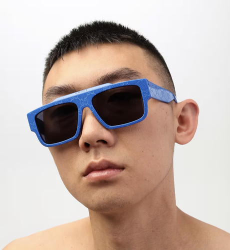 Pre-owned Gucci Gg1460s - 008 Monogram Print Blue Sunglasses