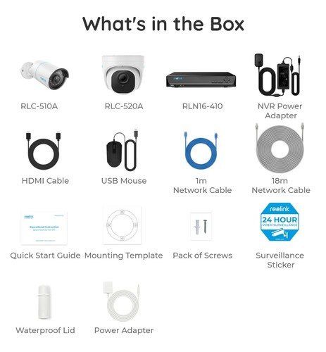 Reolink 5MP 16 Channel 4TB NVR Kit Outdoor PoE DIY CCTV Security Camera System