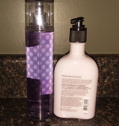 Bath & Body Works APPLE BLOSSOM & LAVENDER Fragrance Mist & Body Lotion 2pc Set