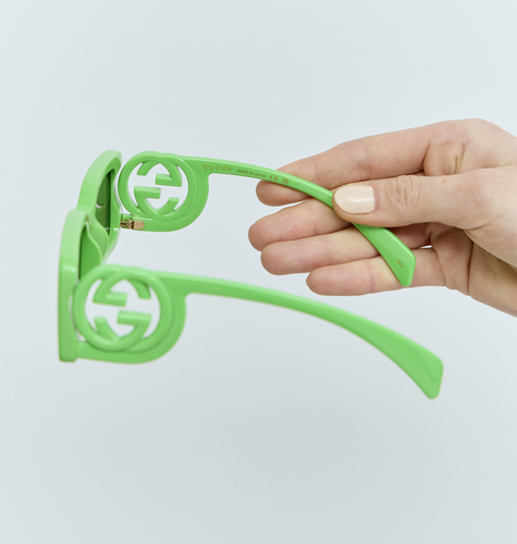 Pre-owned Gucci Gg1325s-009 Green Sunglasses