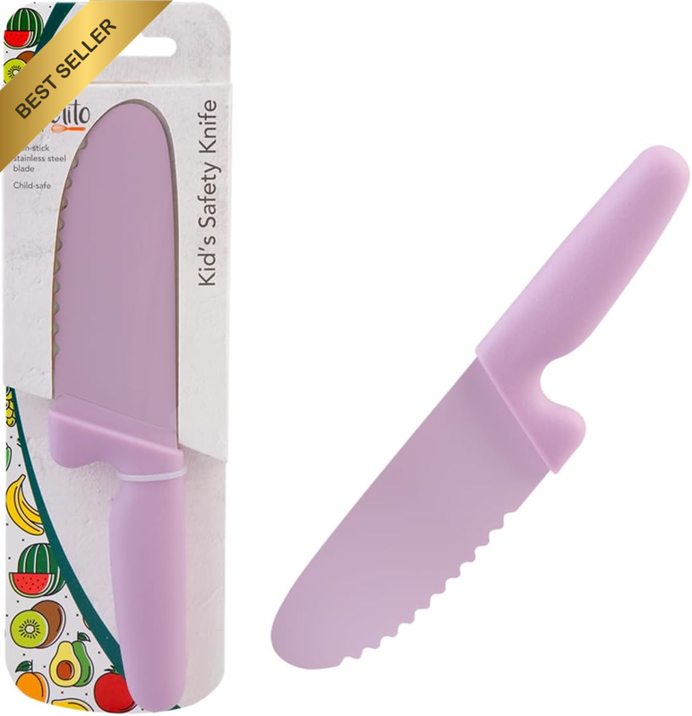 Kid'S Safety Knife with Non-Stick Serrated Blade - Pink