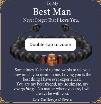 EPVID Gifts for Men, Tiger Eye Beaded Bracelet for Him, Presents for Dad B2