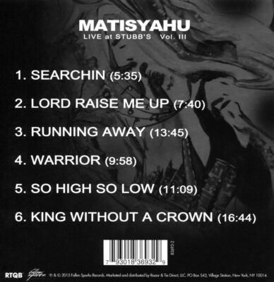 MATISYAHU - LIVE AT STUBBS, VOL. 3 NEW CD