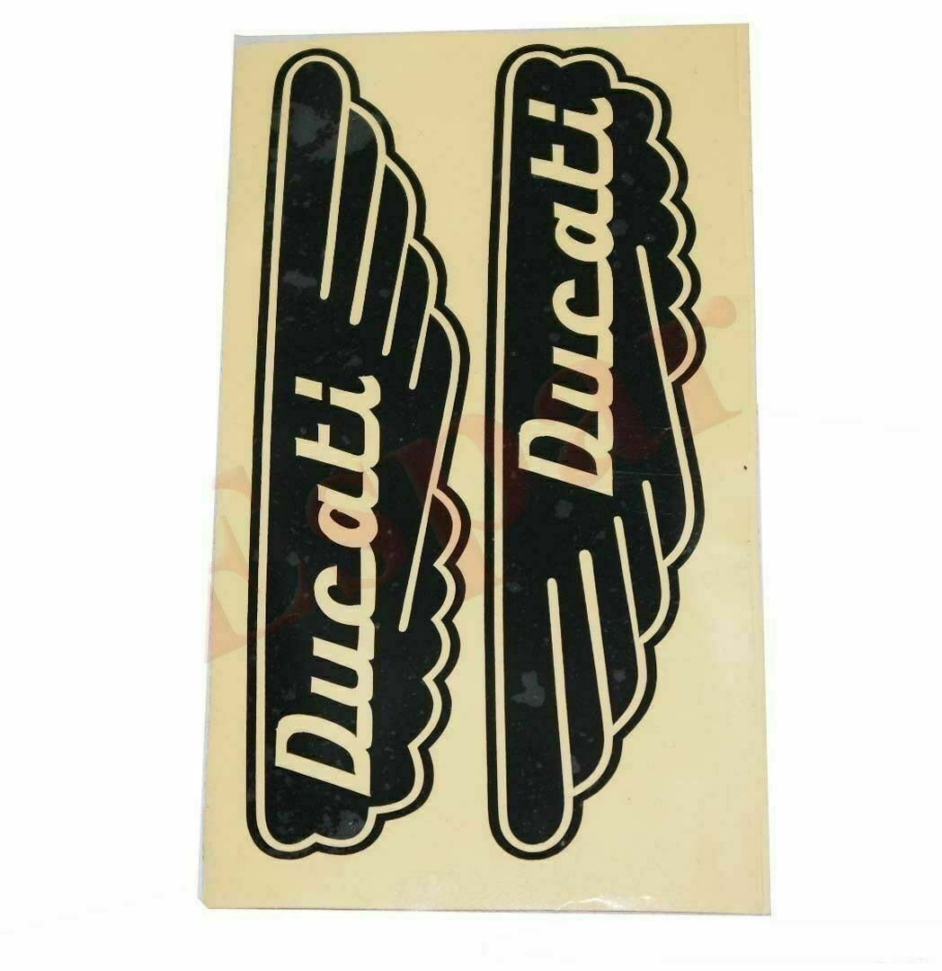 Ducati Petrol Fuel Tank Black Sticker Emblem Decal Pair 