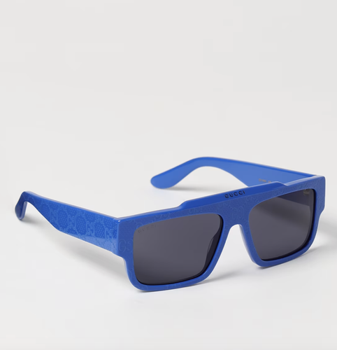 Pre-owned Gucci Gg1460s - 008 Monogram Print Blue Sunglasses