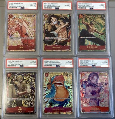 ONE PIECE セット PSA 10 Nami Luffy Zoro Sanji Chopper Robin 1st Anniversary