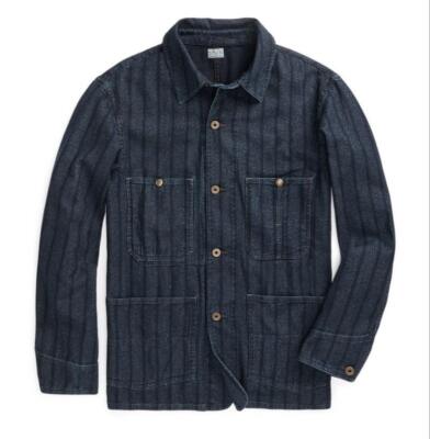 RRL Indigo Work Jacket XL チェック ダブルアールエル RRL Double RL Ralph Lauren Indigo Dot Stripe Twill Engineer