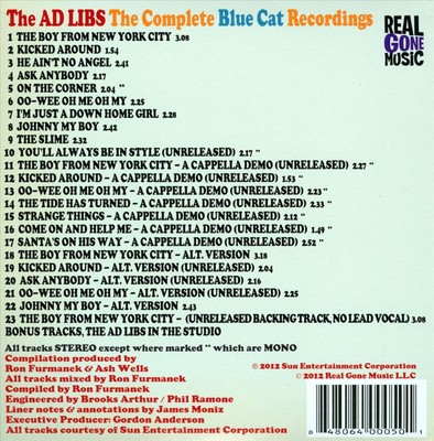 THE AD LIBS - THE COMPLETE BLUE CAT RECORDINGS [DIGIPAK] * NEW CD
