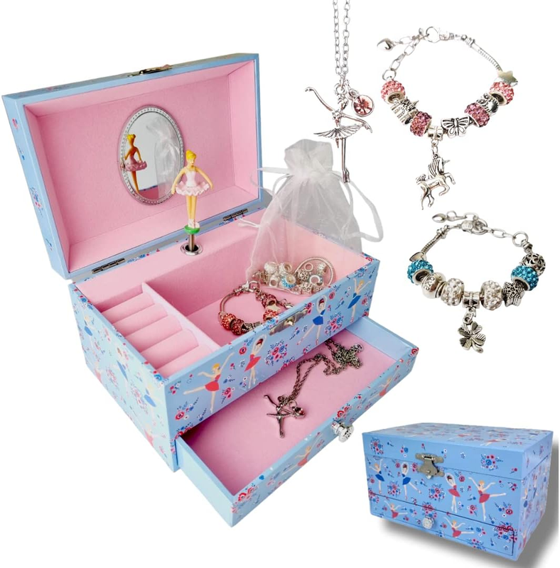 Music Jewelry Box with Necklace Pendant and Charm Bracelet Set| Jewellery Musica