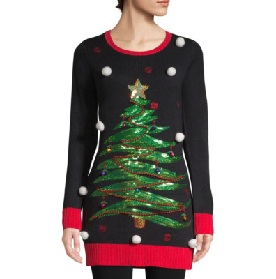 Blizzard Bay Long Sleeve Scoop Neck Holiday Pullover Sweater Size XS New