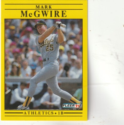 FREE SHIPPING-MINT-1991 Fleer #17 Mark McGwire Oakland Athletics