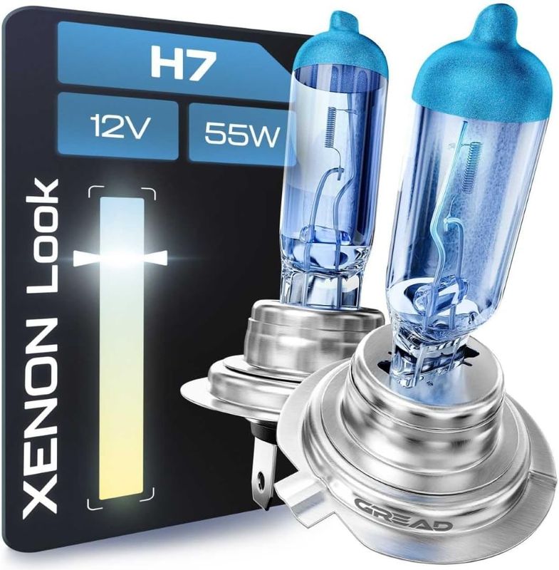 Gread 2x H7 Halogen Lampen 12V 55W Super-White 8500K mit E-Prüfzeiche