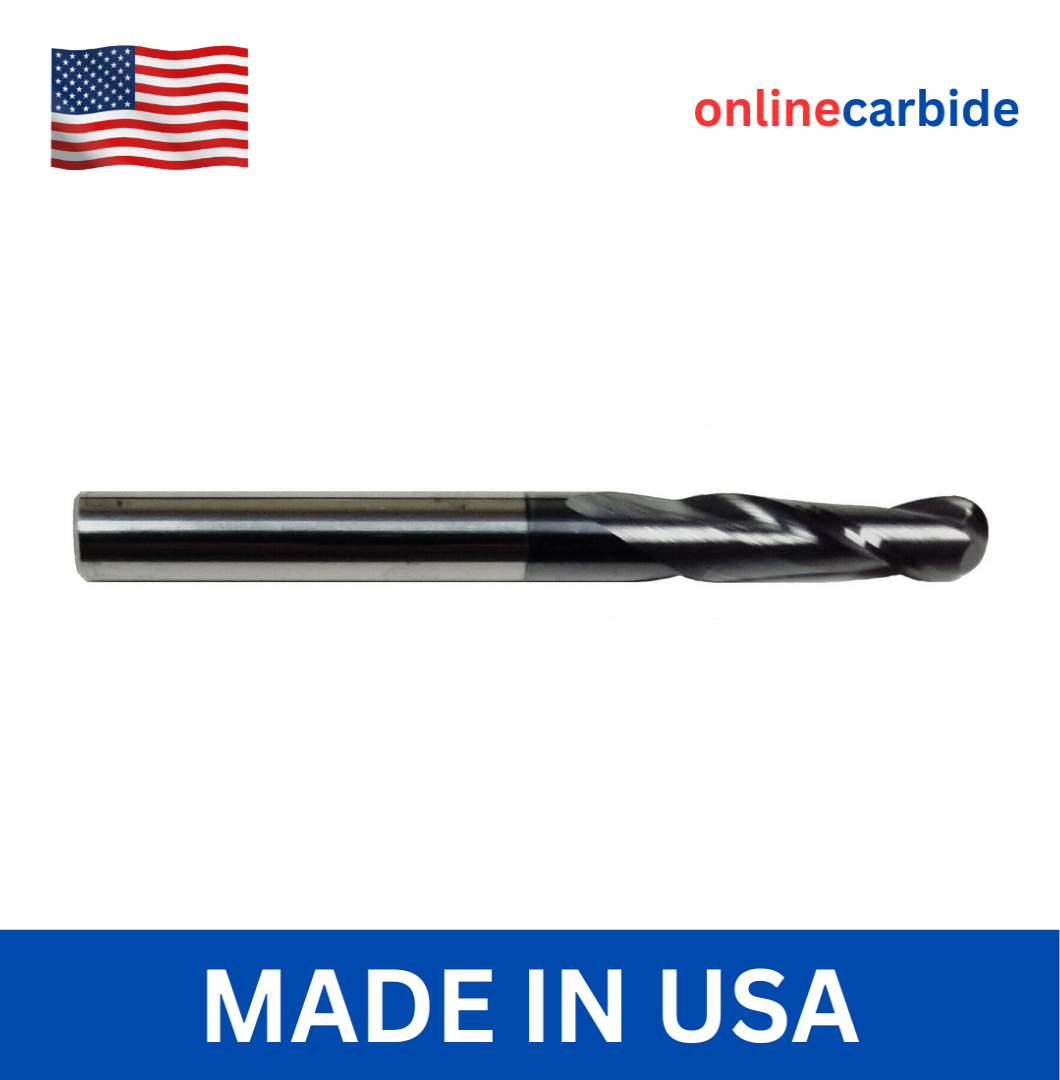 3/8" Carbide Ball Nose End Mill Bits - 3/8" Shank Dia,2-1/2