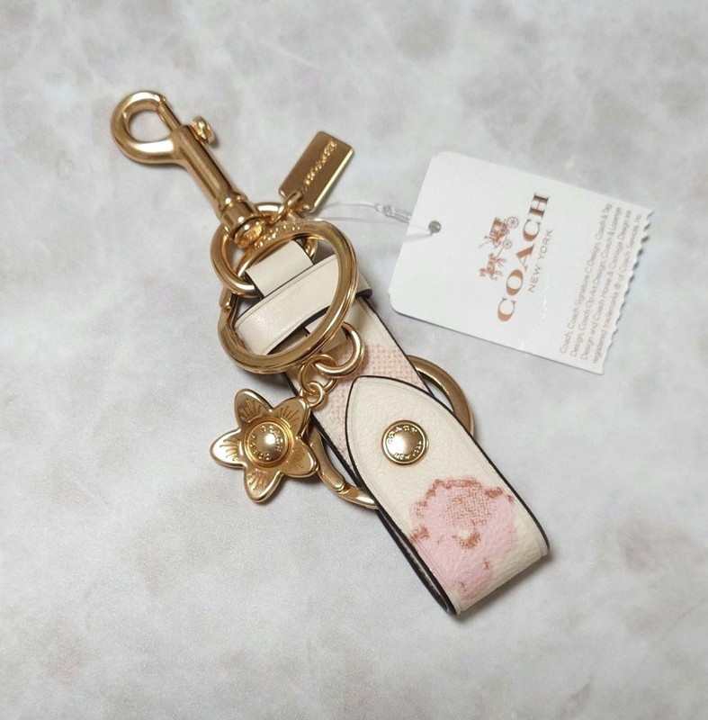 キーホルダー・キーリング COACH Mystical Floral Trigger Snap Key FOB C8226 Coach Flower Key Holder Keyring Leather Floral Print Japan