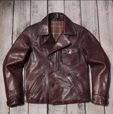 Men's Classic  brown biker Genuine Vintage Cowhide Leather Jacket XS to 5XL