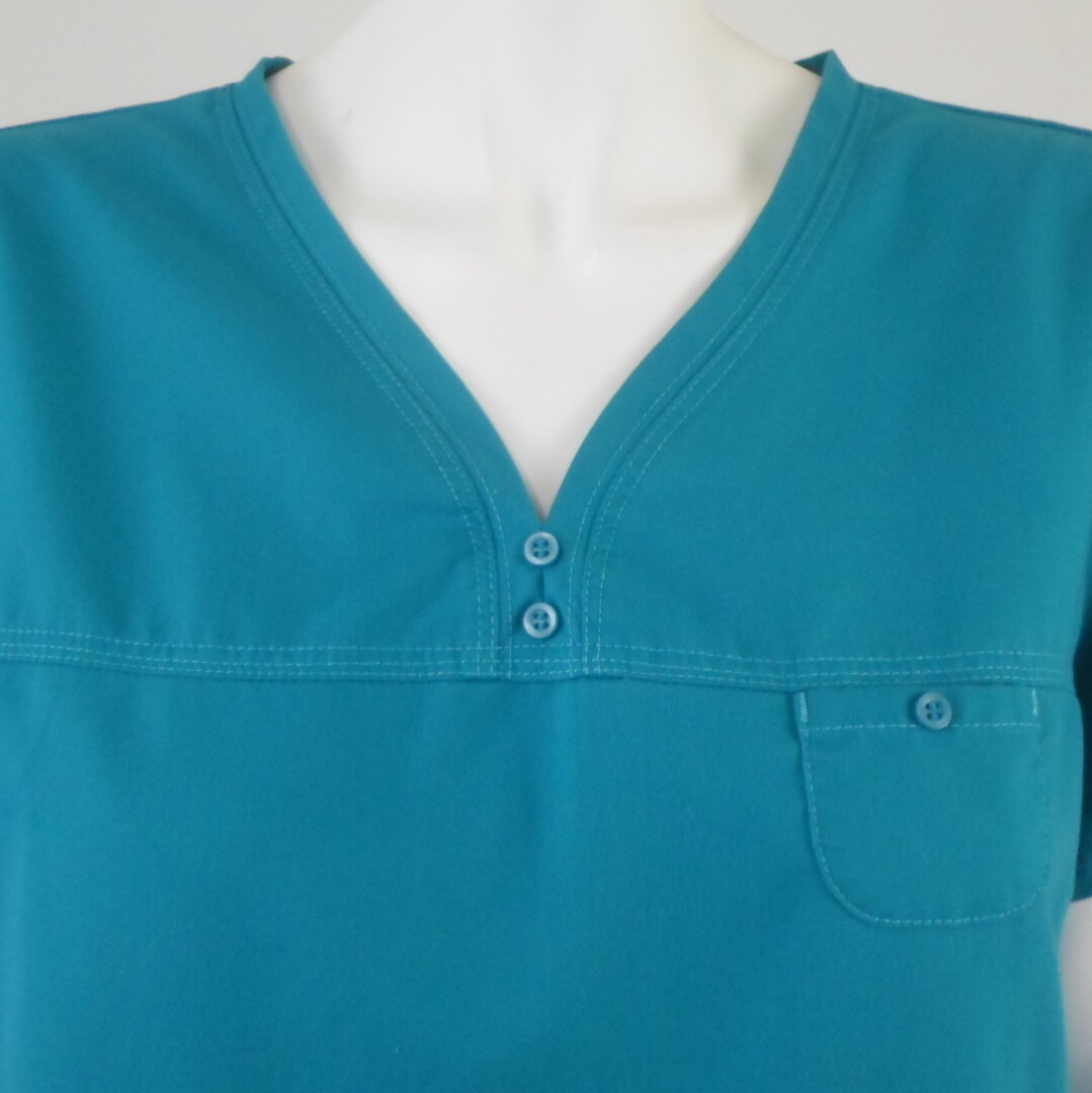 GREYS ANATOMY Womens Solid Green Medical Scrub Set Top & Cargo Pants LARGE