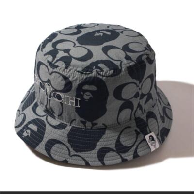 coach*エイプ　バケハ　L A Bathing Ape x COACH Bucket Hat Cap BAPE Collaboration Blue