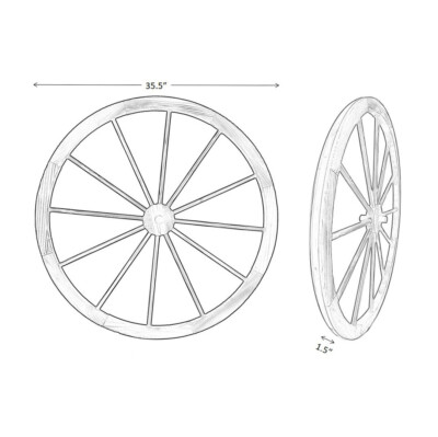 36 in Steel-rimmed Wooden Wagon Wheels - Decorative Wall Decor, Set of Two